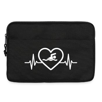 Natation Cœur - Sacoche pour ordinateur portable 13 pouces - noir - Devant