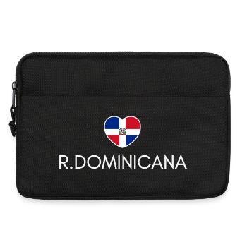 Herz mit Dominikanerflagge, Dominikanischer Stolz - Laptoptasche 13" - Schwarz - Vorne