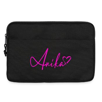 Anika Signatur Neon Pink - Laptoptasche 13" - Schwarz - Vorne
