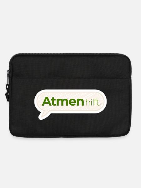 Atmen hilft – Achtsamkeitsspruch in Moosgrün - Laptoptasche 13" - Schwarz