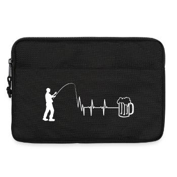 Fishing, heartbeat and beer - Laptop bag 13" - black - Front