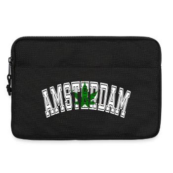 Design d’Amsterdam avec feuille de cannabis - Sacoche pour ordinateur portable 13 pouces - noir - Devant