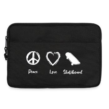 Peace Love Skateboard - Laptop bag 13" - black - Front