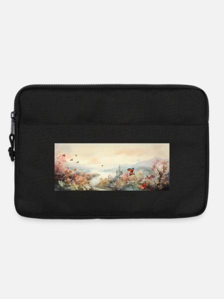Landschaft mit Schmetterling - Laptoptasche 13" - Schwarz