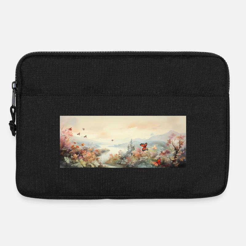Landschaft mit Schmetterling - Laptoptasche 13" - Schwarz
