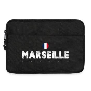 Marseille France Vintage Distressed Typography - Laptop bag 13" - black - Front