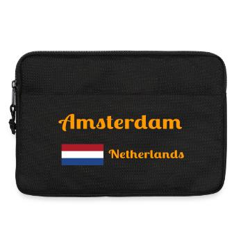 Amsterdam, Pays-Bas - Imprimés élégants - Sacoche pour ordinateur portable 13 pouces - noir - Devant