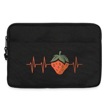 Strawberry with heartbeat in comic style - Laptop bag 13" - black - Front