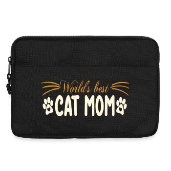 Kat Mom design with paw print - Laptop bag 13" - black - Front