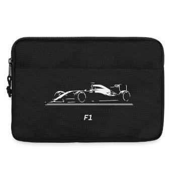Silhouette de voiture de course F1 sur fond noir - Sacoche pour ordinateur portable 13 pouces - noir - Devant
