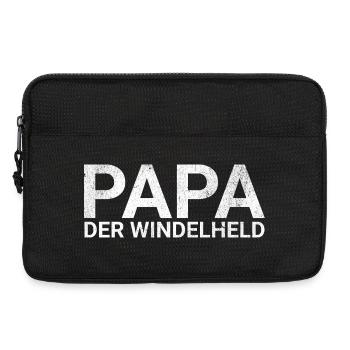 Papa der Windelheld – Lustiges Vater Baby Geschenk - Laptoptasche 13" - Schwarz - Vorne