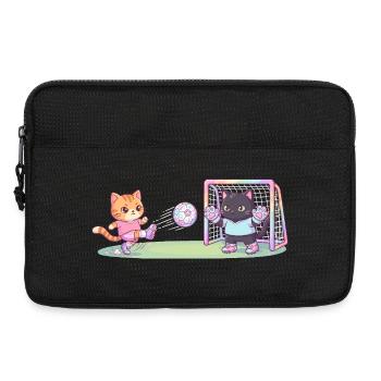 Cute Cats Playing Football Striker Goalkeeper Kids - Laptop bag 13" - black - Front