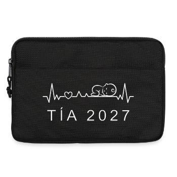 Zukünftige Tante 2027 Herzfrequenz-Schwangerschaftsankündigung - Laptoptasche 13" - Schwarz - Vorne
