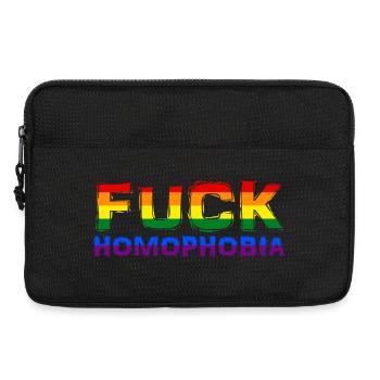 fuck homophobie design lgbt drapeau arc-en-ciel gay pride - Sacoche pour ordinateur portable 13 pouces - noir - Devant