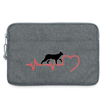 Le chat lynx un battement de cœur amoureux - Sacoche pour ordinateur portable 13 pouces - gris chiné - Devant