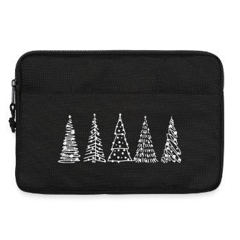 Line Art Christmas Trees on Black - Laptop bag 13" - black - Front