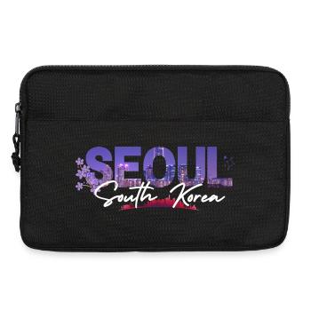 Seoul Night Skyline Blumenschrift - Laptoptasche 13" - Schwarz - Vorne