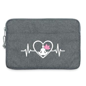Yoga Cœur Femme Silhouette Lotus Bien-être - Sacoche pour ordinateur portable 13 pouces - gris chiné - Devant