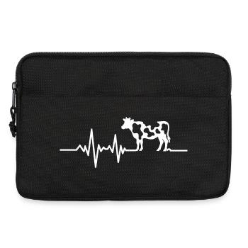 Kuh mit Herzschlag-Linie - Laptoptasche 13" - Schwarz - Vorne