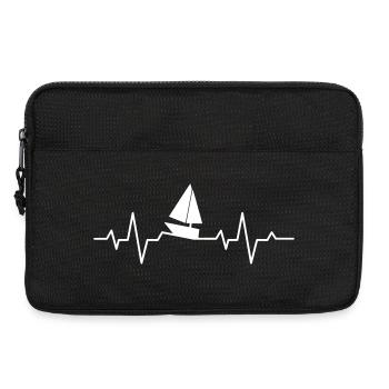Motif batement de cœur de voilier, idée cadeau pour marin - Sacoche pour ordinateur portable 13 pouces - noir - Devant