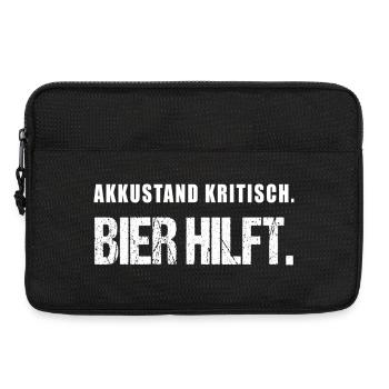 Akkustand kritisch Bier hilft Lustiger Spruch - Laptoptasche 13" - Schwarz - Vorne