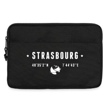 Strasbourg France GPS Coordinates Globe - Laptop bag 13" - black - Front