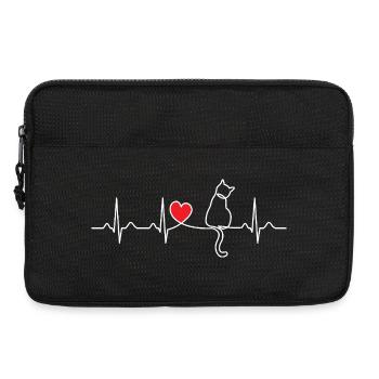 Minimalist Cat Heartbeat - Kitten Lover Gift - Laptop bag 13" - black - Front