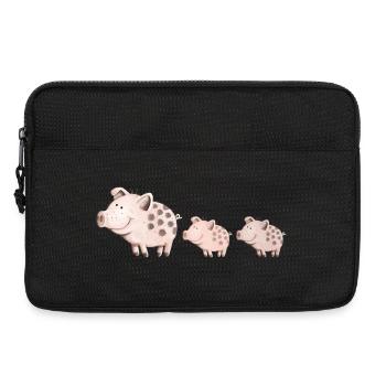 Schweine Familie - Laptoptasche 13" - Schwarz - Vorne