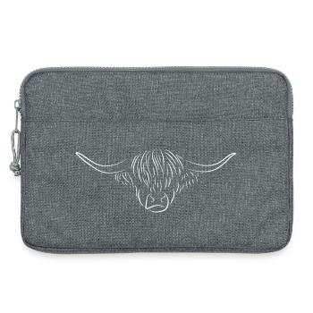 Galloway Highland Beef Contour Drawing - Laptop bag 13" - heather grey - Front