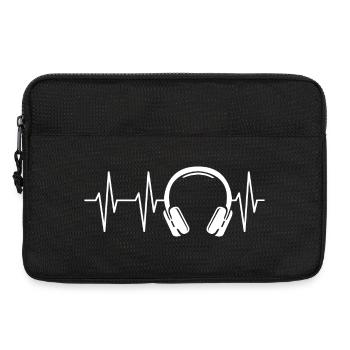 symbol heartbeat headphones pulse ecg music icon - Laptop bag 13" - black - Front