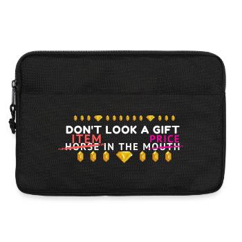 Schau nicht auf ein Geschenk – Pferd im Maul Meme - Laptoptasche 13" - Schwarz - Vorne