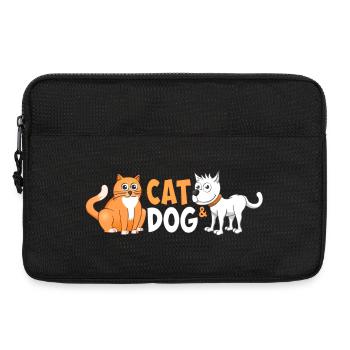 Cheerful image of a cat and dog. - Laptop bag 13" - black - Front