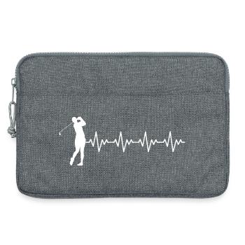 Golf Golfer Golfschlag EKG Herzschlag Herzfrequenz - Laptoptasche 13" - Grau meliert - Vorne
