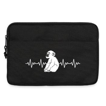 Monkey Chimpanzee ECG Heartbeat - Laptop bag 13" - black - Front