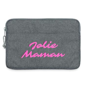 Hübsche neonrosa Mama - Laptoptasche 13" - Grau meliert - Vorne