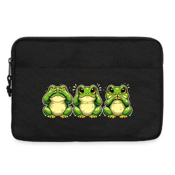 Drei Frösche See Hear Speak lustiges Motiv - Laptoptasche 13" - Schwarz - Vorne