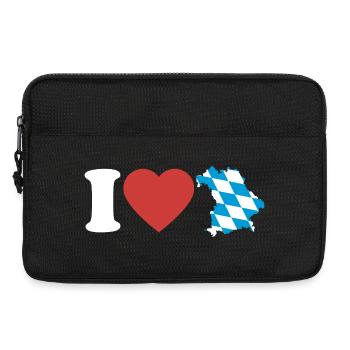 J’aime la Bavière | Cœur avec carte bleu-blanc - Sacoche pour ordinateur portable 13 pouces - noir - Devant