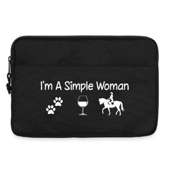 Je suis une femme simple : cavalière et vin - Sacoche pour ordinateur portable 13 pouces - noir - Devant