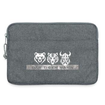 Bär Tiger Mann – Lustiger Bart Spruch Geschenk - Laptoptasche 13" - Grau meliert - Vorne