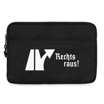 Rechts Raus! (Gegen Rechts / Schild / Fraktur) - Laptoptasche 13" - Schwarz - Vorne