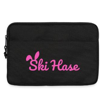 Ski Hase Skihase Party Schnee Winter Piste pink - Laptoptasche 13" - Schwarz - Vorne