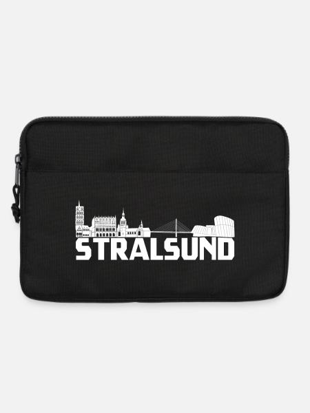 Hansestadt Stralsund Silhouette Skyline Ozeaneum W - Laptoptasche 13" - Schwarz