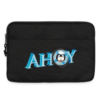 englischer Seemannsgruß Ahoy mit Pinguin Seemann - Laptoptasche 13" - Schwarz - Vorne
