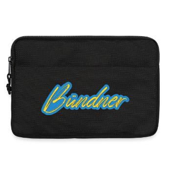 Bündner Schriftzug gelb-blau - Laptoptasche 13" - Schwarz - Vorne