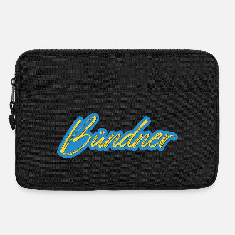 Bündner Schriftzug gelb-blau - Laptoptasche 13" - Schwarz