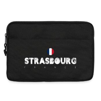 Strasbourg Distressed Flag Typography - Laptop bag 13" - black - Front