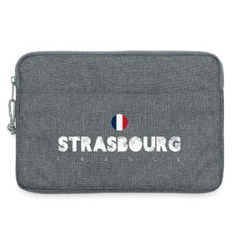 Strasbourg Distressed Flag Typography - Laptop bag 13" - heather grey - Front