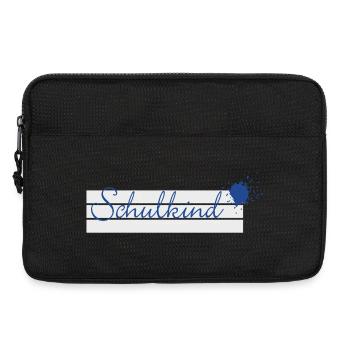 Schoolchild - inkblot blue on writing lines - Laptop bag 13" - black - Front
