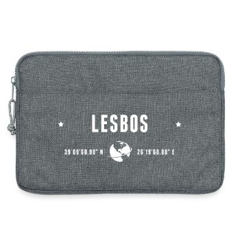 Lesbos Stylized Geographical Coordinates - Laptop bag 13" - heather grey - Front