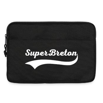 T Shirt Super Breton Bretagne humour drôle - Sacoche pour ordinateur portable 13 pouces - noir - Devant